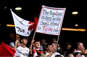 11 September 2021; A sign from a Mayo supporter is seen amongst the crowd before the GAA Football All-Ireland Senior Championship Final match between Mayo and Tyrone at Croke Park in Dublin. Photo by Seb Daly/Sportsfile
