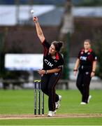 11 September 2021; Mhairi Nichol of Pembroke bowls during Clear Currency Women’s All-Ireland T20 Cup Final match between Bready cricket club and Pembroke cricket club at Bready Cricket Club in Tyrone. Photo by Ben McShane/Sportsfile