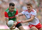 11 September 2021; Kevin McLoughlin of Mayo in action against Peter Harte of Tyrone during the GAA Football All-Ireland Senior Championship Final match between Mayo and Tyrone at Croke Park in Dublin. Photo by Brendan Moran/Sportsfile