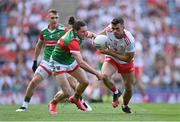 11 September 2021; Niall Sludden of Tyrone in action against Pádraig O'Hora of Mayo during the GAA Football All-Ireland Senior Championship Final match between Mayo and Tyrone at Croke Park in Dublin. Photo by Piaras Ó Mídheach/Sportsfile