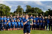 11 September 2021; Leinster captain Aoife Wafer with the trophy after the PwC U18 Women’s Interprovincial Championship Round 3 match between Leinster and Munster at MU Barnhall in Leixlip, Kildare. Photo by Michael P Ryan/Sportsfile