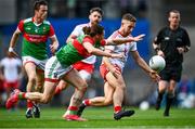 11 September 2021; Niall Sludden of Tyrone in action against Pádraig O'Hora of Mayo during the GAA Football All-Ireland Senior Championship Final match between Mayo and Tyrone at Croke Park in Dublin. Photo by David Fitzgerald/Sportsfile