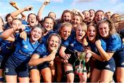 11 September 2021; Leinster players celebrate with the trophy after the PwC U18 Women’s Interprovincial Championship Round 3 match between Leinster and Munster at MU Barnhall in Leixlip, Kildare. Photo by Michael P Ryan/Sportsfile