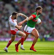 11 September 2021; Aidan O'Shea of Mayo in action against Ronan McNamee of Tyrone during the GAA Football All-Ireland Senior Championship Final match between Mayo and Tyrone at Croke Park in Dublin. Photo by Ray McManus/Sportsfile