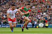 11 September 2021; Conor Loftus of Mayo in action against Pádraig Hampsey of Tyrone during the GAA Football All-Ireland Senior Championship Final match between Mayo and Tyrone at Croke Park in Dublin. Photo by Ramsey Cardy/Sportsfile
