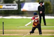 11 September 2021; Abbie McKnight of Bready bats a boundary during the Clear Currency Women’s All-Ireland T20 Cup Final match between Bready cricket club and Pembroke cricket club at Bready Cricket Club in Tyrone. Photo by Ben McShane/Sportsfile