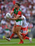 11 September 2021; Aidan O'Shea of Mayo in action against Ronan McNamee of Tyrone during the GAA Football All-Ireland Senior Championship Final match between Mayo and Tyrone at Croke Park in Dublin. Photo by Ray McManus/Sportsfile