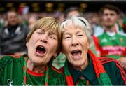 11 September 2021; Mayo supporters Imelda Vesey, left, and Carmel Gallagher, from Achill Island during the GAA Football All-Ireland Senior Championship Final match between Mayo and Tyrone at Croke Park in Dublin. Photo by Stephen McCarthy/Sportsfile