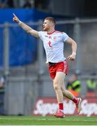 11 September 2021; Cathal McShane of Tyrone celebrates after scoring his side's first goal during the GAA Football All-Ireland Senior Championship Final match between Mayo and Tyrone at Croke Park in Dublin. Photo by Stephen McCarthy/Sportsfile