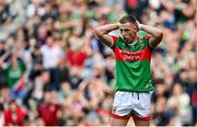 11 September 2021; Ryan O'Donoghue of Mayo reacts after missing a penalty during the GAA Football All-Ireland Senior Championship Final match between Mayo and Tyrone at Croke Park in Dublin. Photo by Seb Daly/Sportsfile