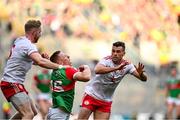 11 September 2021; Ryan O'Donoghue of Mayo is fouled by Frank Burns of Tyrone, left, during the GAA Football All-Ireland Senior Championship Final match between Mayo and Tyrone at Croke Park in Dublin. Photo by Seb Daly/Sportsfile