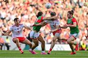 11 September 2021; Matthew Donnelly of Tyrone is tackled by Oisín Mullin of Mayo during the GAA Football All-Ireland Senior Championship Final match between Mayo and Tyrone at Croke Park in Dublin. Photo by Brendan Moran/Sportsfile