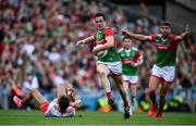11 September 2021; Stephen Coen of Mayo gets away from Conor McKenna of Tyrone during the GAA Football All-Ireland Senior Championship Final match between Mayo and Tyrone at Croke Park in Dublin. Photo by David Fitzgerald/Sportsfile