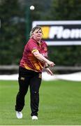 11 September 2021; Stephanie Wilkinson of Bready fields a ball during the Clear Currency Women’s All-Ireland T20 Cup Final match between Bready cricket club and Pembroke cricket club at Bready Cricket Club in Tyrone. Photo by Ben McShane/Sportsfile