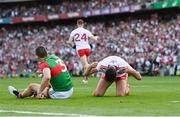 11 September 2021; Conor McKenna of Tyrone celebrates after setting up his side's second goal during the GAA Football All-Ireland Senior Championship Final match between Mayo and Tyrone at Croke Park in Dublin. Photo by Ramsey Cardy/Sportsfile
