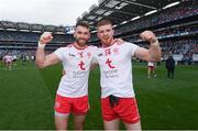11 September 2021; Ronan McNamee, left, and Cathal McShane of Tyrone celebrate after the GAA Football All-Ireland Senior Championship Final match between Mayo and Tyrone at Croke Park in Dublin. Photo by Ramsey Cardy/Sportsfile