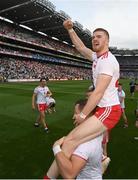 11 September 2021; Kieran McGeary of Tyrone carries team-mate Cathal McShane following victory in the GAA Football All-Ireland Senior Championship Final match between Mayo and Tyrone at Croke Park in Dublin. Photo by Ramsey Cardy/Sportsfile