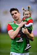 11 September 2021; Lee Keegan of Mayo with his one year old daughter Líle after during the GAA Football All-Ireland Senior Championship Final match between Mayo and Tyrone at Croke Park in Dublin. Photo by Ray McManus/Sportsfile