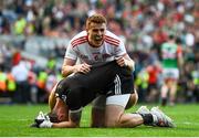 11 September 2021; Peter Harte of Tyrone celebrates with goalkeeper Niall Morgan at the final whistle after the GAA Football All-Ireland Senior Championship Final match between Mayo and Tyrone at Croke Park in Dublin. Photo by David Fitzgerald/Sportsfile