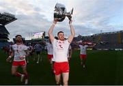 11 September 2021; Cathal McShane of Tyrone celebrates with the Sam Maguire Cup after the GAA Football All-Ireland Senior Championship Final match between Mayo and Tyrone at Croke Park in Dublin. Photo by Ramsey Cardy/Sportsfile
