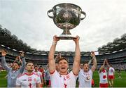 11 September 2021; Conor Meyler of Tyrone celebrates with the Sam Maguire Cup after the GAA Football All-Ireland Senior Championship Final match between Mayo and Tyrone at Croke Park in Dublin. Photo by Stephen McCarthy/Sportsfile