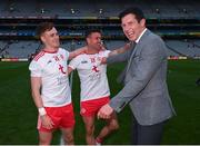 11 September 2021; Former Tyrone player Sean Cavanagh congratulates Tyrone players Conor Meyler, left, and Darren McCurry after the GAA Football All-Ireland Senior Championship Final match between Mayo and Tyrone at Croke Park in Dublin. Photo by Ramsey Cardy/Sportsfile