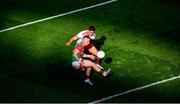 11 September 2021; Ryan O'Donoghue of Mayo in action against Michael McKernan of Tyrone during the GAA Football All-Ireland Senior Championship Final match between Mayo and Tyrone at Croke Park in Dublin. Photo by Daire Brennan/Sportsfile