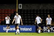 11 September 2021; Dundalk players react to conceding a goal during the SSE Airtricity League Premier Division match between Longford Town and Dundalk at Bishopsgate in Longford. Photo by Michael P Ryan/Sportsfile
