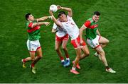 11 September 2021; Conn Kilpatrick of Tyrone catches a ball ahead of Enda Hession, left, and Matthew Ruane of Mayo, which resulted in his side's second goal during the GAA Football All-Ireland Senior Championship Final match between Mayo and Tyrone at Croke Park in Dublin. Photo by Daire Brennan/Sportsfile