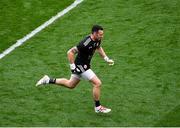 11 September 2021; Tyrone goalkeeper Niall Morgan runs back to his goal after a second half free during the GAA Football All-Ireland Senior Championship Final match between Mayo and Tyrone at Croke Park in Dublin. Photo by Daire Brennan/Sportsfile