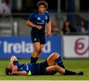 11 September 2021; Jennie Finlay of Leinster goes down injured during the Vodafone Women’s Interprovincial Championship Round 3 match between Leinster and Munster at Energia Park in Dublin. Photo by Harry Murphy/Sportsfile