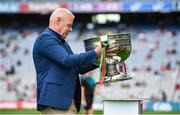 11 September 2021; 1996 Meath captain Tommy Dowd brings out the Sam Maguire Cup before the GAA Football All-Ireland Senior Championship Final match between Mayo and Tyrone at Croke Park in Dublin. Photo by Seb Daly/Sportsfile