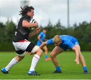 11 September 2021; Lorcan McLoughlin of Ulster in action against Conor Duggan of Leinster during the Development Interprovincial match between Leinster XV and Ulster XV at the IRFU High Performance Centre, on the Sport Ireland Campus in Dublin. Photo by Seb Daly/Sportsfile