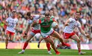 11 September 2021; Aidan O'Shea of Mayo in action against Ronan McNamee and Kieran McGeary of Tyrone during the GAA Football All-Ireland Senior Championship Final match between Mayo and Tyrone at Croke Park in Dublin. Photo by Brendan Moran/Sportsfile