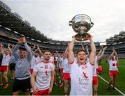 11 September 2021; Conor Meyler of Tyrone celebrates with the Sam Maguire Cup following the GAA Football All-Ireland Senior Championship Final match between Mayo and Tyrone at Croke Park in Dublin. Photo by Stephen McCarthy/Sportsfile