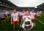11 September 2021; Conor Meyler of Tyrone celebrates with the Sam Maguire Cup following the GAA Football All-Ireland Senior Championship Final match between Mayo and Tyrone at Croke Park in Dublin. Photo by Stephen McCarthy/Sportsfile