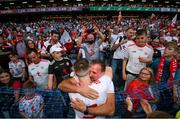 11 September 2021; Ronan McNamee of Tyrone celebrates with supporters following the GAA Football All-Ireland Senior Championship Final match between Mayo and Tyrone at Croke Park in Dublin. Photo by Stephen McCarthy/Sportsfile