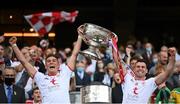 11 September 2021; Conn Kilpatrick and Darren McCurry of Tyrone lifts the Sam Maguire Cup following the GAA Football All-Ireland Senior Championship Final match between Mayo and Tyrone at Croke Park in Dublin. Photo by Stephen McCarthy/Sportsfile