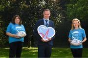 13 September 2021; Leinster Rugby have this morning announced Cardiac Risk in the Young (CRY) as its latest charity affiliate. CRY were nominated by BearingPoint, one of Leinster Rugby’s premium partners, and over the month of September, Leinster Rugby will be highlighting the great work of CRY across its digital and social platforms. In attendance at the announcement were, from left, Chair of CRY Ireland Noelle Condon, Leinster Rugby Head of Commercial and Marketing Kevin Quinn and BearingPoint head of HR Deirdre Hanley. For further information please check out cry.ie or leinsterrugby.ie Photo by Harry Murphy/Sportsfile