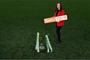 14 September 2021; TG4 presenter Máire Treasa Ní Cheallaigh during the TG4 Women's National League Photocall at FAINT in Abbotstown, Dublin. Photo by Piaras Ó Mídheach/Sportsfile