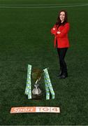 14 September 2021; TG4 presenter Máire Treasa Ní Cheallaigh during the TG4 Women's National League Photocall at FAINT in Abbotstown, Dublin. Photo by Piaras Ó Mídheach/Sportsfile