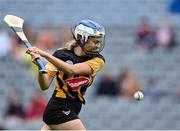 12 September 2021; Danielle Quigley of Kilkenny takes a shot on goal during the All-Ireland Intermediate Camogie Championship Final match between Antrim and Kilkenny at Croke Park in Dublin. Photo by Piaras Ó Mídheach/Sportsfile