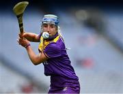 12 September 2021; Chloe Cashe of Wexford takes a free during the All-Ireland Premier Junior Camogie Championship Final match between Armagh and Wexford at Croke Park in Dublin. Photo by Piaras Ó Mídheach/Sportsfile