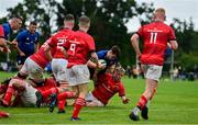 12 September 2021; Richard Whelan of Leinster goes over to score a try during the PwC U18 Men’s Interprovincial Championship Round 2 match between Leinster and Munster at MU Barnhall in Leixlip, Kildare. Photo by Brendan Moran/Sportsfile