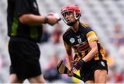 12 September 2021; Sophie O’Dwyer of Kilkenny after scoring her side's first goal during the All-Ireland Intermediate Camogie Championship Final match between Antrim and Kilkenny at Croke Park in Dublin. Photo by Ben McShane/Sportsfile
