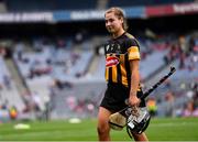 12 September 2021; A dejected Tiffanie Fitzgerald of Kilkenny leaves the pitch after her side's defeat in the All-Ireland Intermediate Camogie Championship Final match between Antrim and Kilkenny at Croke Park in Dublin. Photo by Ben McShane/Sportsfile
