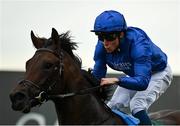 12 September 2021; Jockey William Buick and Native Trail after winning the Goffs Vincent O'Brien National Stakes during day two of the Longines Irish Champions Weekend at The Curragh Racecourse in Kildare. Photo by Seb Daly/Sportsfile