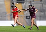 12 September 2021; Ashling Thompson of Cork in action against Carrie Dolan of Galway during the All-Ireland Senior Camogie Championship Final match between Cork and Galway at Croke Park in Dublin. Photo by Ben McShane/Sportsfile