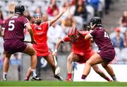 12 September 2021; Katrina Mackey of Cork in action against Dervla Higgins, right, and Siobhán Gardiner of Galway during the All-Ireland Senior Camogie Championship Final match between Cork and Galway at Croke Park in Dublin. Photo by Ben McShane/Sportsfile