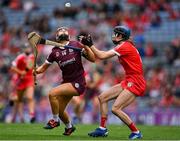 12 September 2021; Orlaith McGrath of Galway in action against Pamela Mackey of Cork during the All-Ireland Senior Camogie Championship Final match between Cork and Galway at Croke Park in Dublin. Photo by Piaras Ó Mídheach/Sportsfile